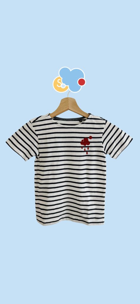 Marinière j'aime la pluie . 100% coton Bio. Fabrication artisanale. Chaque produit est unique. Retrouver tous les vêtements pour enfants sur SO-cloudies ❤️☁️❤️ remplis de gaieté et de couleurs✨🌈✨ Fabrication artisanale. Marinière j'aime la pluie.